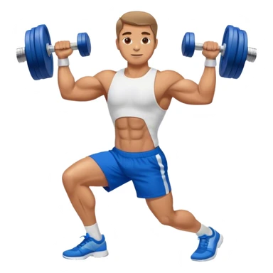 man with blue shorts doing side-lateral raise (T pose) with light dumbbells sticker