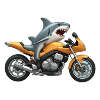 Shark riding a motorcycle sticker