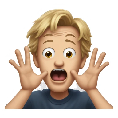 Kevin from Home Alone, putting both hands on his face and screaming of fear. bring the hands down lik he is putting on his cheeks. sticker