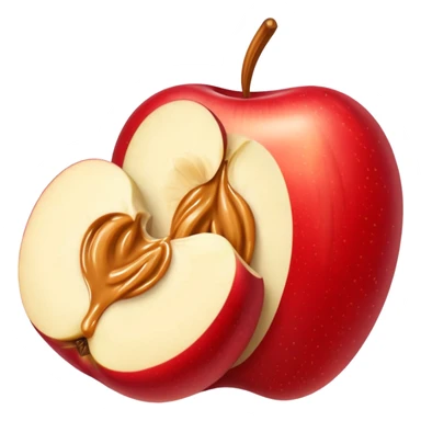 sliced apple with peanutbutter sticker