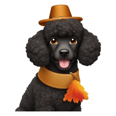 Black poodle wearing a  Thanksgiving turkey costume  sticker