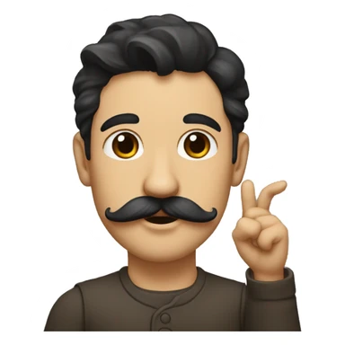 A german painter with black hair, brown eyes, and a mustache that only goes from one end of his mouth to the other raising his hand completely vertically sticker