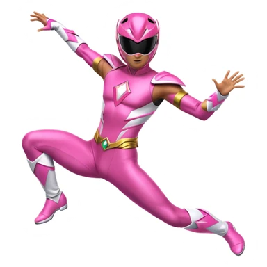 Pink Power Ranger with exaggerated motion lines in a powerful dance pose sticker