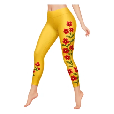 yellow leggings covered in tiny red flowers, legs only sticker
