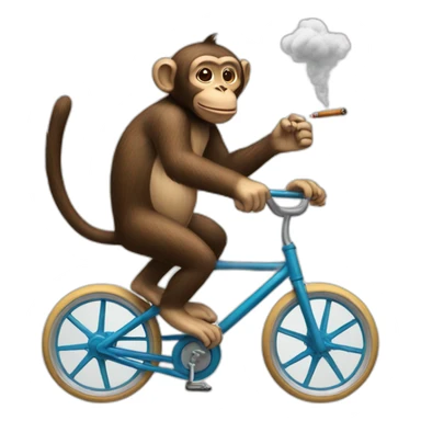 a monkey riding a unicycle while smoking sticker