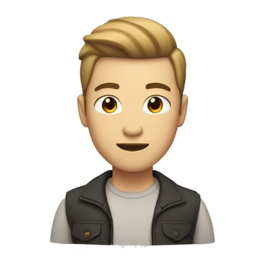 white asian guy with lite brown hair with styled hair upward strong build with glass sticker