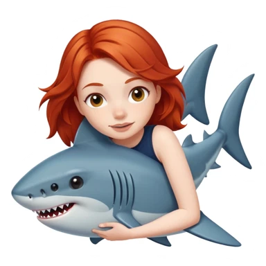 redhead girl hugging shark sticker