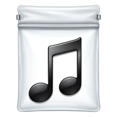 transparent ziplock bag with a black music note inside sticker