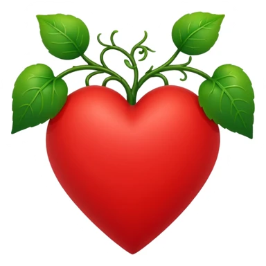 red heart with green vines growing around it and covering it up sticker