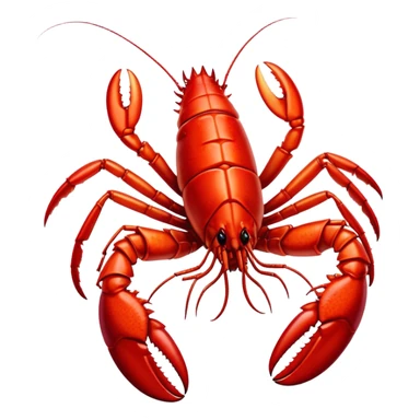 Cinematic bright red rock lobster, detailed hard shell, claws slightly open, freshly cooked, warm glowing tones, rich and indulgent. sticker