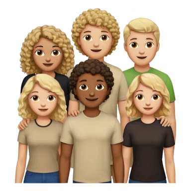 group of people  together ; men and women with brown, blonde, black hair- short hair, long hair and curly hairr wearing beige shirts aesthetic no collar, brown people, white people, black people sticker