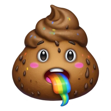 A turd emoji puking up a rainbow sticker