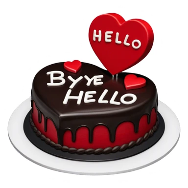 Create a heart broken shaped cake divided in two pieces. The first piece is fully black with a written message on top that says “Bye 20’s” and the second piece of the cake is red and  has a message that says “hello 30s”. The letters are white.  sticker