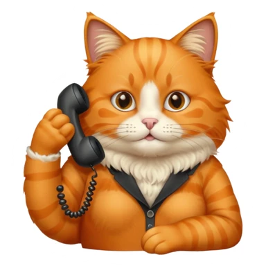 The orange cat is sitting and making a phone call. sticker