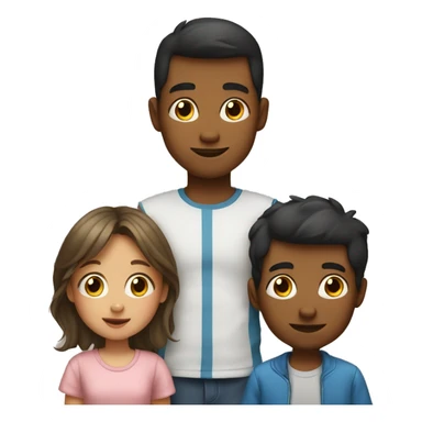 a family emoji with a big brother, younger brother and a baby sister sticker