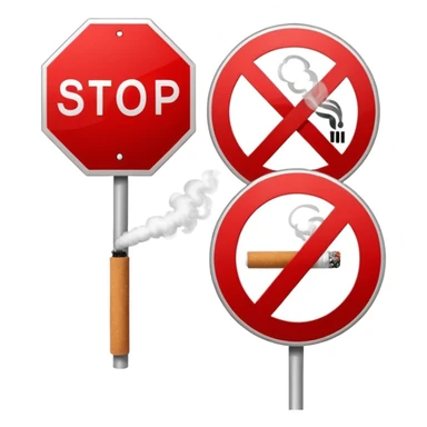 minimalist stop sign with cigarette, vape behind the stop sign in the middle. sticker