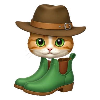 Un chat avec des botte et un chapeau  sticker