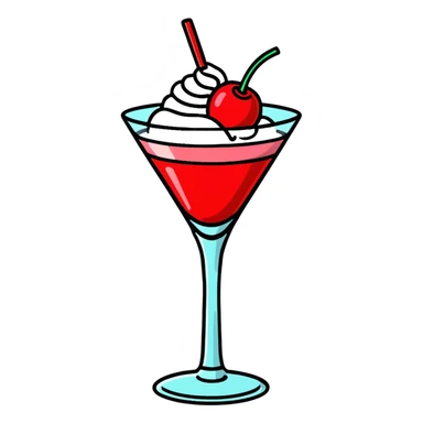 fancy pink frozen cocktail with whipped cream top and cherry sticker