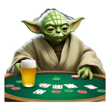 Yoda drink a beer and play poker with Gérard Depardieu sticker