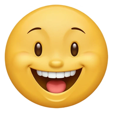 Emoji, yellow round laughing face, wide smile sticker