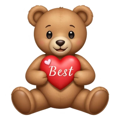 smiling teddy bear holding a heart with the word Best friends on it sticker