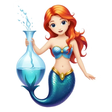 The zodiac symbol Aquarius. A mystical beautiful mermaid pouring out an elegant vase of water. sticker