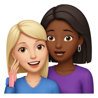Devious cheerful white woman whispers in surprised embarrassed black woman's ear. sticker