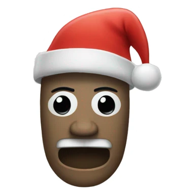 A moai emoji with a Santa hat sticker