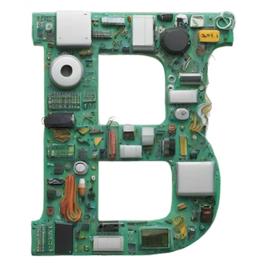 Letter U made of electronic parts sticker
