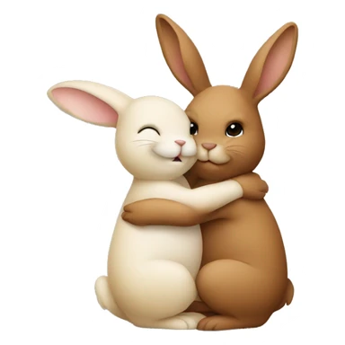 Brown bunny hugging beige bunny sticker