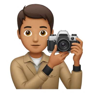 man facing away holding a camera sticker