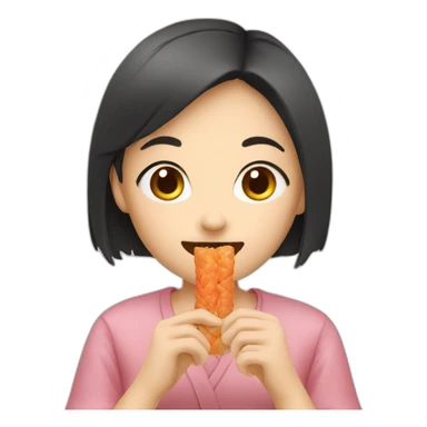 Girl eat japanese food stick sticker