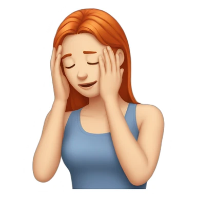 Red-haired girl makes facepalm sticker