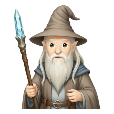 Gandalf the wizard with long white beard, pointy hat, and staff sticker