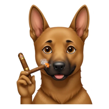 Perro belga malinois con un cigarro sticker