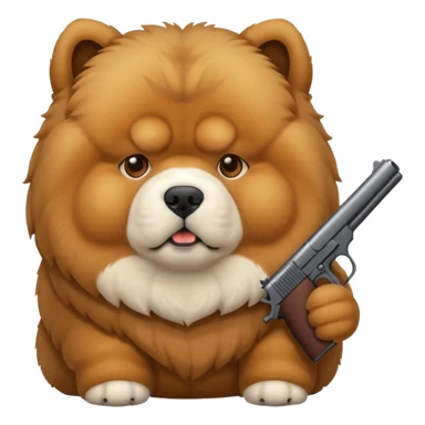 chow chow holding a gun sticker