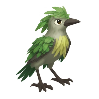 earthly muddy fresh Cool Cute Fantasy legendary jungle-bird plant-grass-type-Dendro-avian Fakemon full body sticker