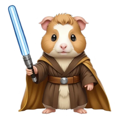 guinea pig with Jedi robe and glowing lightsaber sticker