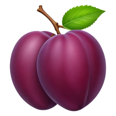 plum fruit with a green leaf, no text sticker