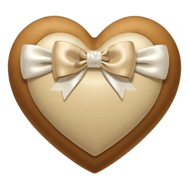 beige heart with white bow sticker