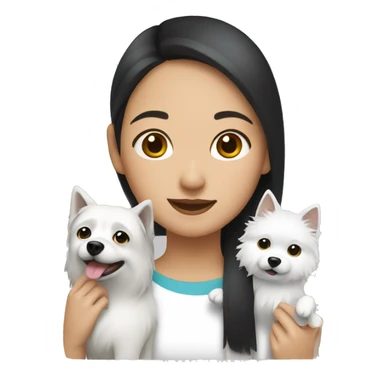 asian girl with Japanese spitz dog sticker