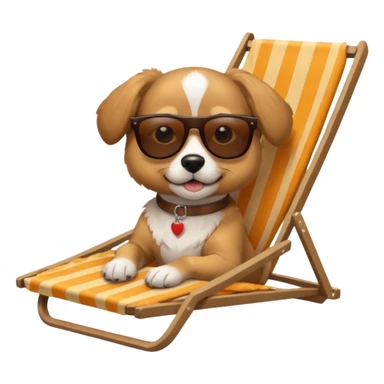dog lying beside beach on chair with sunglasses sticker