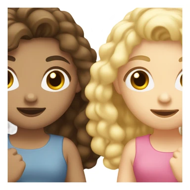 two girls one blonde one brunette holding hands with there back against the camera so you can only see there hair  sticker