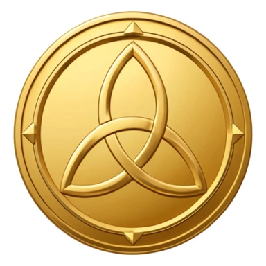 Gold coin with a triquetra and an overlapping triangle on it sticker