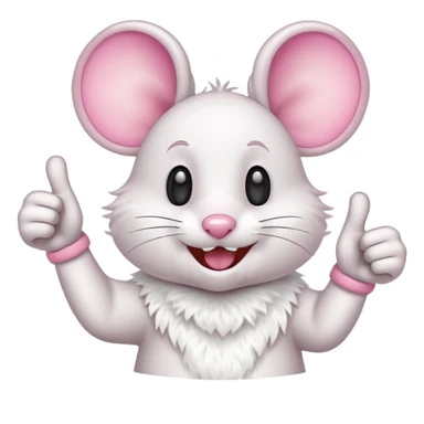 a mouse with a big smile and thumbs up sticker