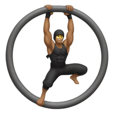 Ninja Warrior athlete, hanging from rings sticker