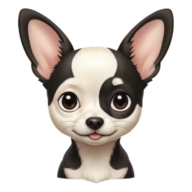 White and black Chihuahua - tiny, skinny and big ears sticker