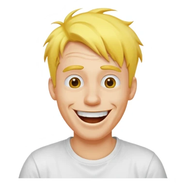 Goofy man with yellow air and white tshirt laughing sticker