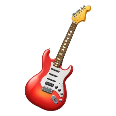 A 3D Apple-style emoji of a bold “ROCK” text written in shiny metallic letters, with an electric guitar leaning on the text, surrounded by small music notes and lightning bolts, energetic and powerful rock music vibe sticker