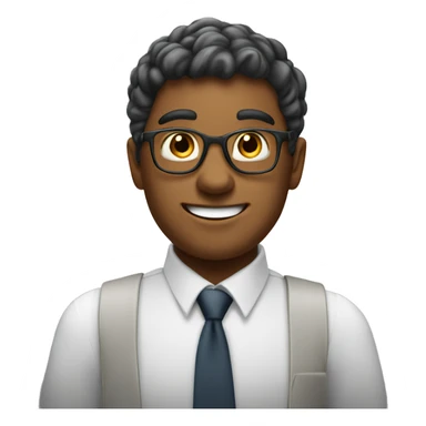 young office worker in govenment, shows an idea/brilliant, smile hapily sticker